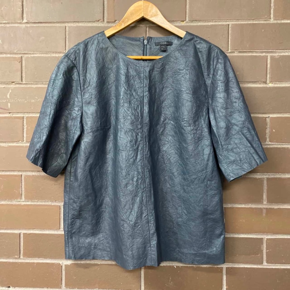 COS Blue/Grey Leather Top and Skirt - Picture 3 of 14